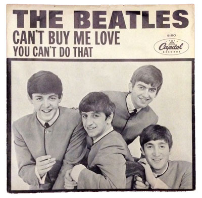 A rare Can't Buy Me Love picture sleeve.
