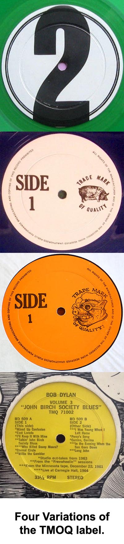 Various labels used by Trademark of Quality