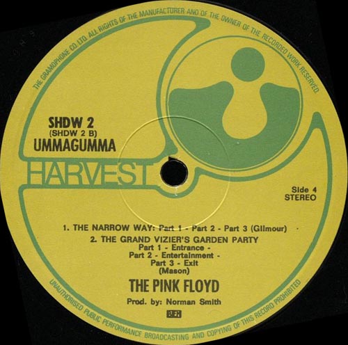 pink floyd harvest label