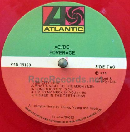 AC/DC - Powerage 1978 red vinyl Canada LP
