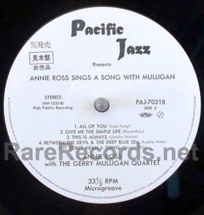 annie ross sings a song with muligan japan promo lp