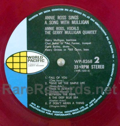 annie ross sings a song with muligan japan red vinyl lp