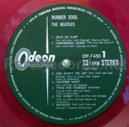 beatles rubber soul red vinyl japan odeon lp