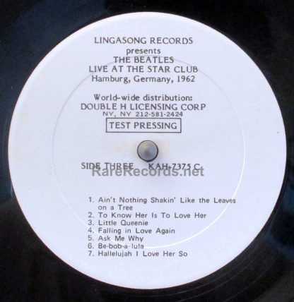beatles - live at the star club u.s. test pressing lp