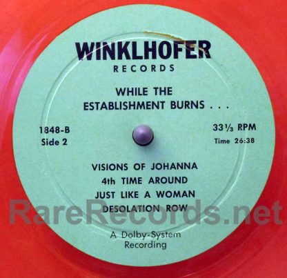 Bob Dylan - While the Establishment Burns 1971 U.S.Trademark of Quality LP