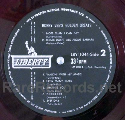 bobby vee - golden greats red vinyl japan lp
