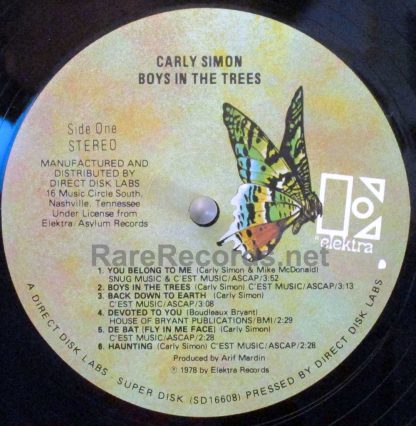 carly simon boys in the trees super disk u.s. lp
