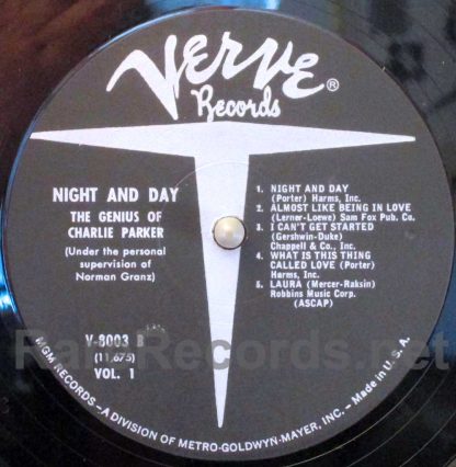 charlie parker night and day u.s. mono lp