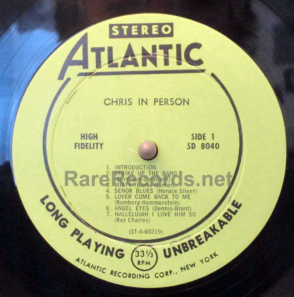 Chris Connor – Chris in Person 1959 green label stereo LP