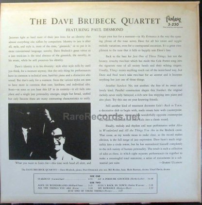 dave brubeck quartet u.s. blue vinyl stereo lp