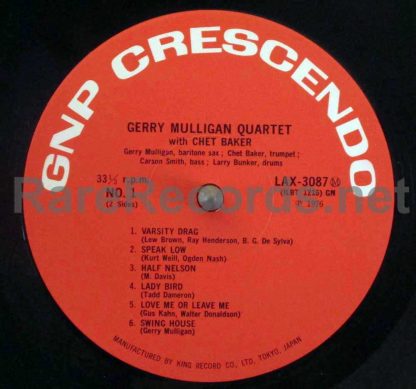 Jerry Mulligan Quartet With Chet Baker Japan LP