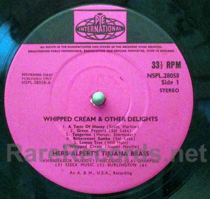Herb Alpert / Tijuana Brass - Whipped Cream & Other Delights 1965 UK stereo LP