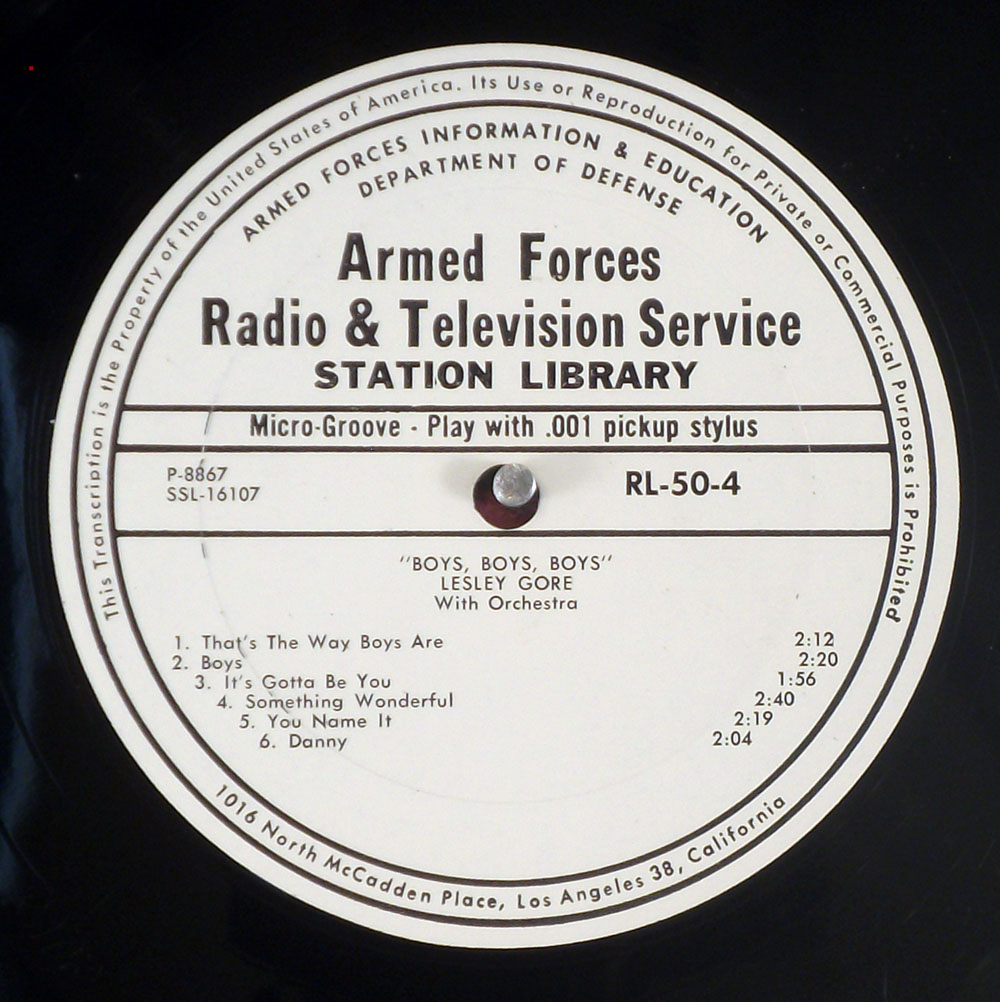 Lesley Gore - Boys, Boys, Boys rare mono Armed Forces promo LP