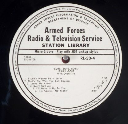 Lesley Gore - Boys, Boys, Boys rare mono Armed Forces promo LP