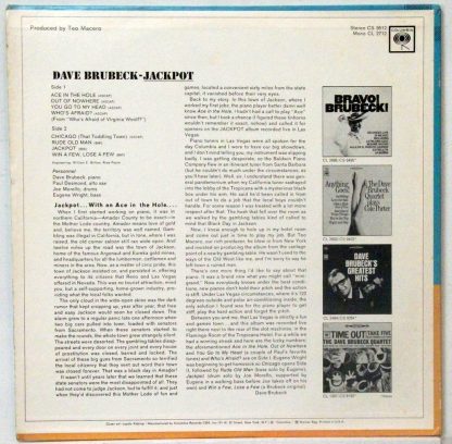 Dave Brubeck Quartet - Jackpot Ultra Rare Blue Vinyl stereo LP