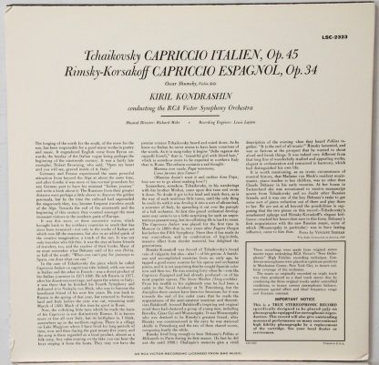 Tchaikovsky - Capriccio Italien - Kondrashin Classic Records 180 gram LP