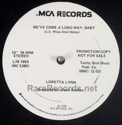 Loretta Lynn - We've Come a Long Way, Baby rare 1978 10" 78 RPM promo single