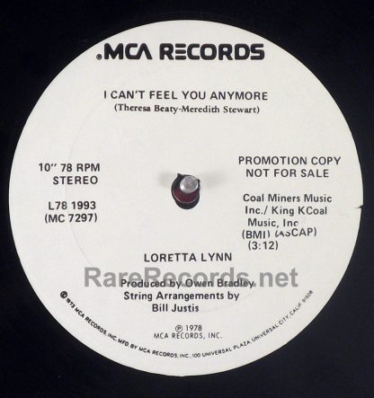 Loretta Lynn - We've Come a Long Way, Baby rare 1978 10" 78 RPM promo single