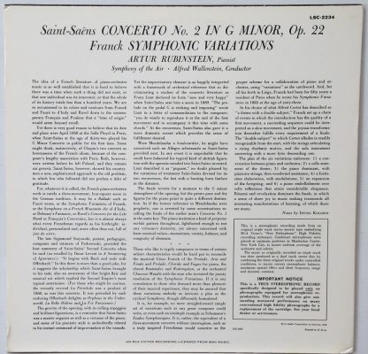 Saint-Saens - Concerto #2 Rubinstein Classic Records 180 gram LP