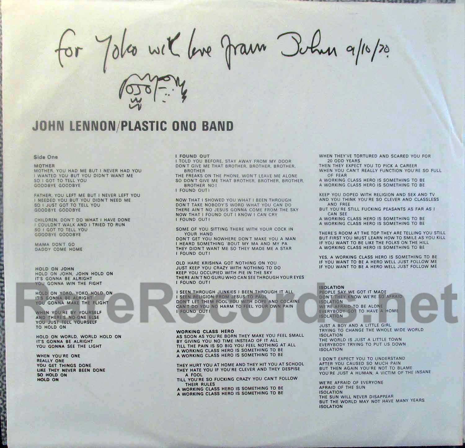 John Lennon - Plastic Ono Band U.S. Apple LP in shrink