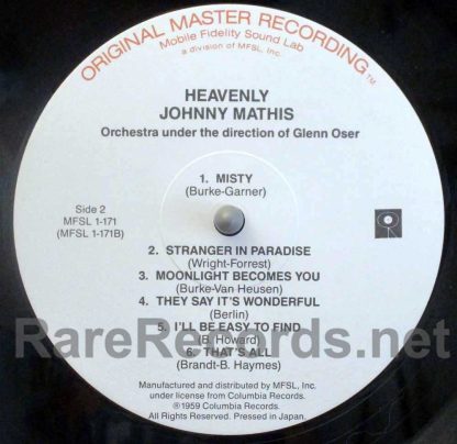 Johnny Mathis - Heavenly mobile fidelity lp