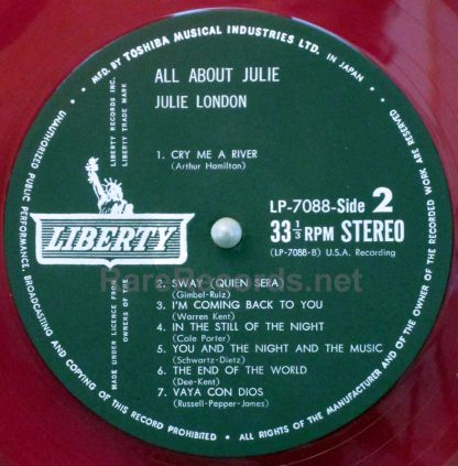 julie london all about julie japan red vinyl LP