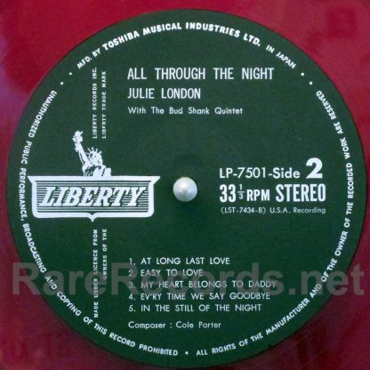 Julie London - All Through the Night red vinyl Japan LP