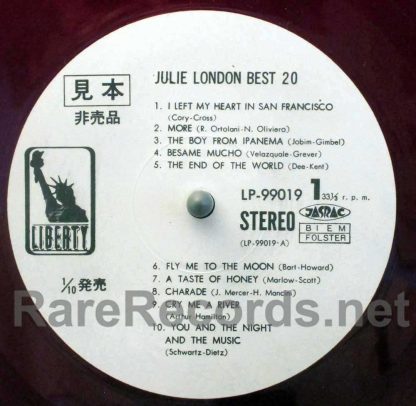 julie london - best 20 japan red vinyl promo lp