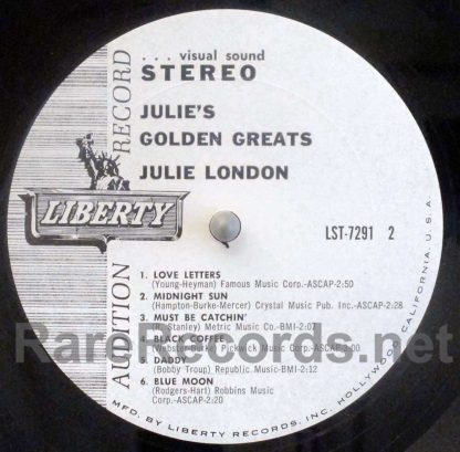 Julie London - Julie's Golden Greats U.S. stereo promo lp