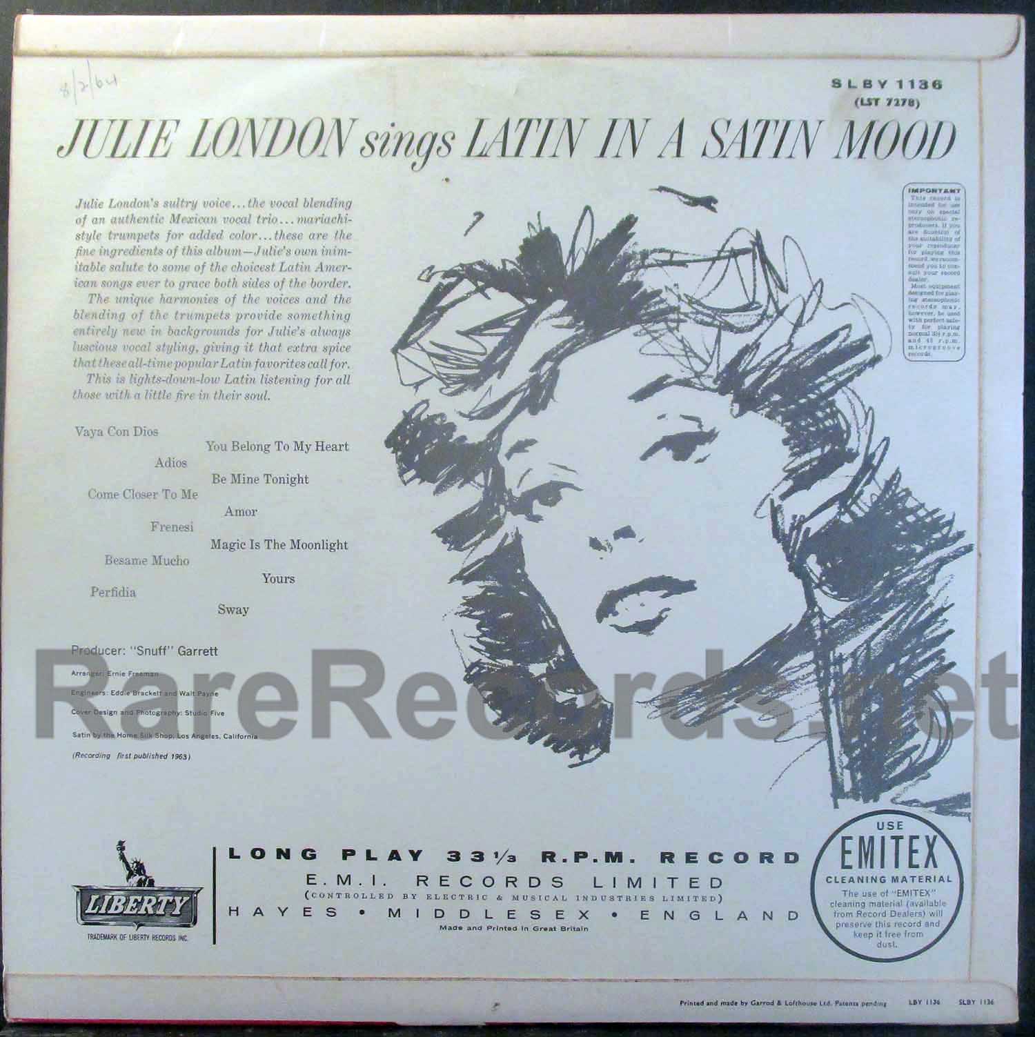 Julie London – Latin in a Satin Mood original UK stereo LP