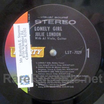 Julie London - Lonely Girl U.S. stereo LP