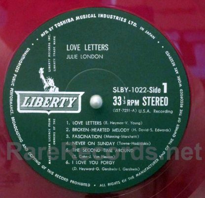Julie London - Love Letters red vinyl Japan LP