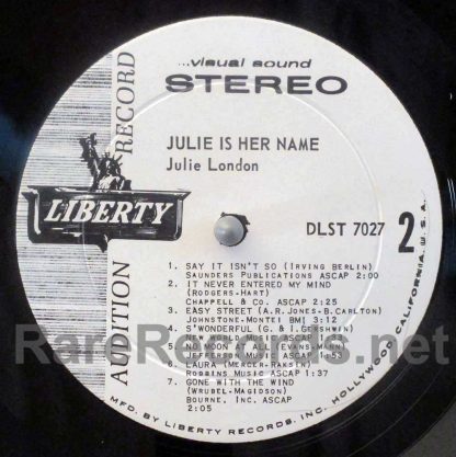 Julie London - Julie is Her Name U.S. white label promo lp