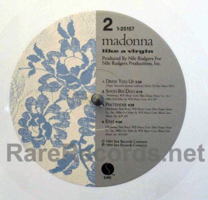 madonna - like a virgin white vinyl u.s. promo lp