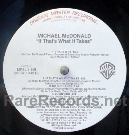 Michael McDonald - If That's What It Takes mobile fidelity lp