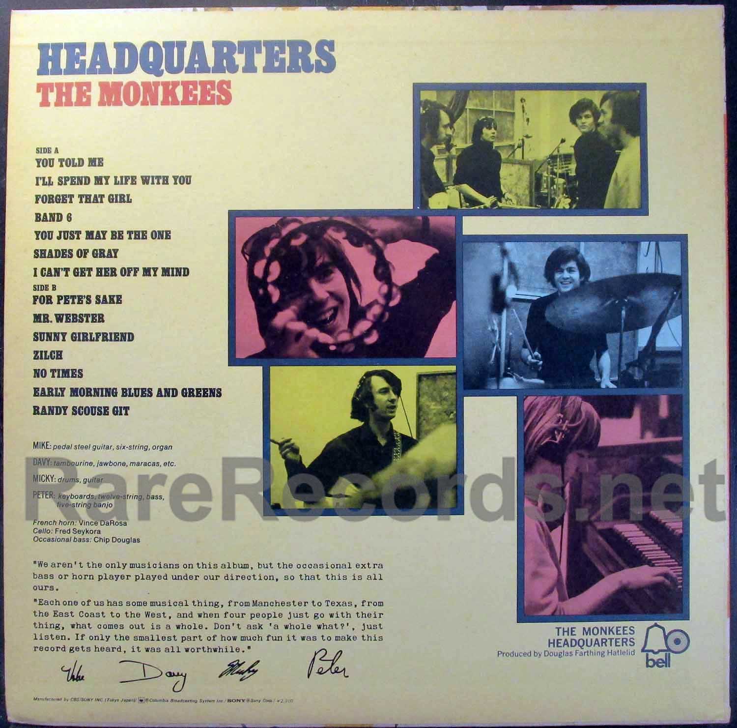 Monkees - Headquarters 1974 Japan LP with flowers cover and cap obi