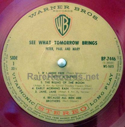 peter paul & mary - see what tomorrow brings red vinyl japan lp