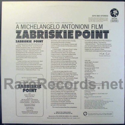 Zabriskie Point UK soundtrack LP