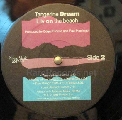 Tangerine Dream - Lily on the Beach 1989 U.S. LP