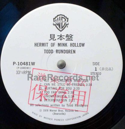 Todd Rundgren - The Hermit of Mink Hollow Japan promo lp