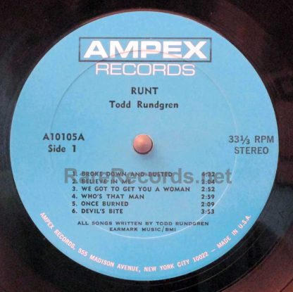 Todd Rundgren - Runt 1970 U.S. Ampex LP with extra tracks
