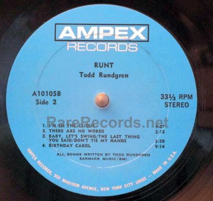 Todd Rundgren - Runt 1970 U.S. Ampex LP with extra tracks