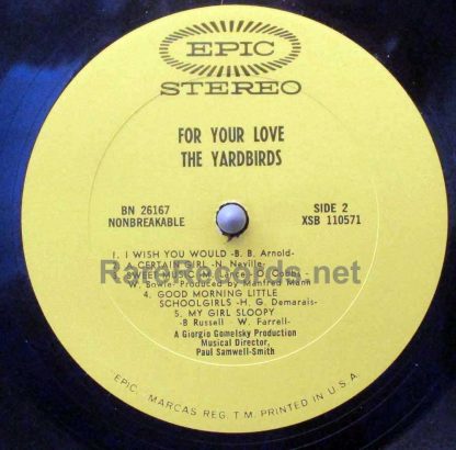 Yardbirds - For Your Love 1965 U.S. stereo LP